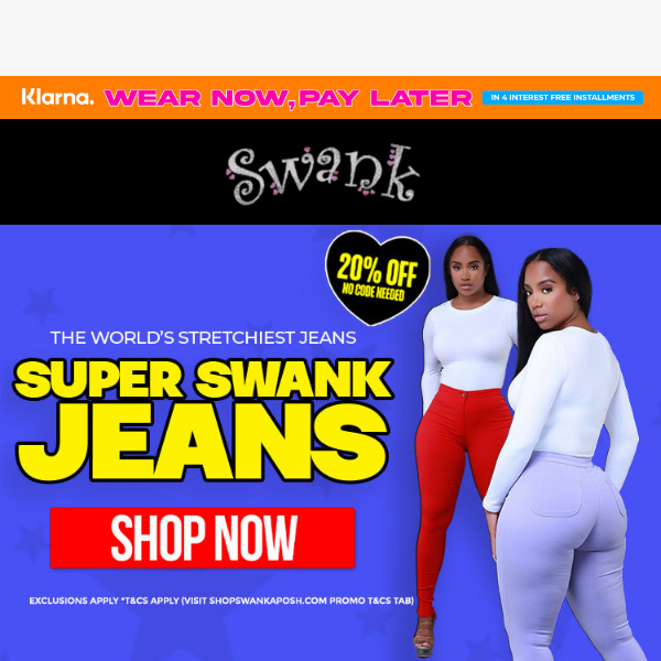 The World's Stretchiest Jeans - Flat 20% OFF!