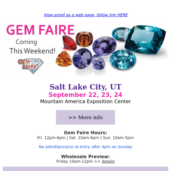 * Gem Faire coming to Salt Lake City this weekend! *