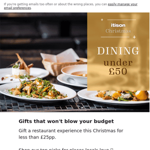 Local restaurant gifts under £50 🍽️