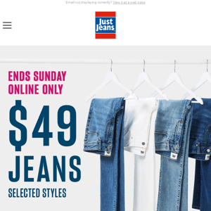 Don't Miss $49 Jeans - Ends Sunday