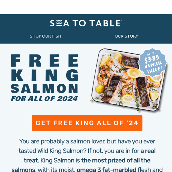 It’s True! Our King Salmon is Free