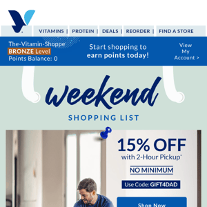 The Vitamin Shoppe, save 15% this weekend