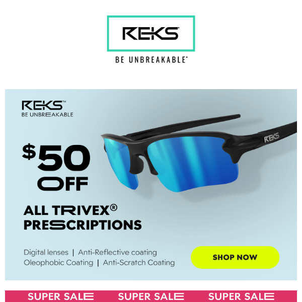 Save $50 on Trivex Prescription Sunglasses