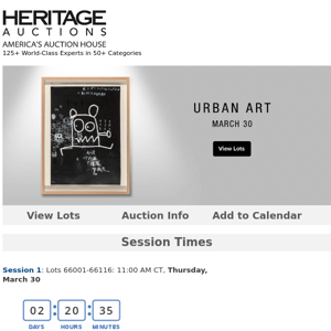 Bidding Ends Soon: March 30 Urban Art Auction