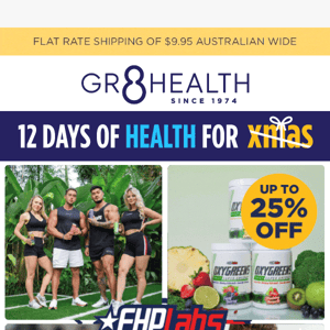 Save up to 25% off the entire EHP Labs range at Gr8 Health!🎄