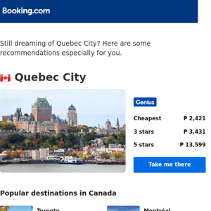 Deals in Quebec City from ₱ 2,421 for your dates