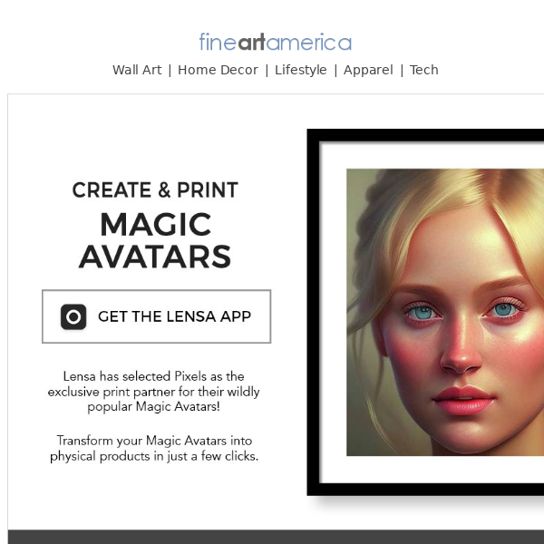 Lensa AI Selects Fine Art America as Exclusive Print Partner for Magic Avatars!