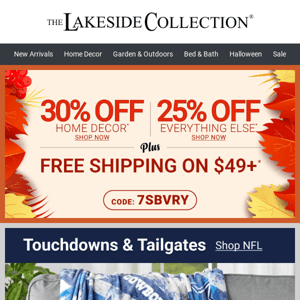 Touchdowns And Tailgates🏈 | 30% Off Home Decor + 25% Off Everything Else