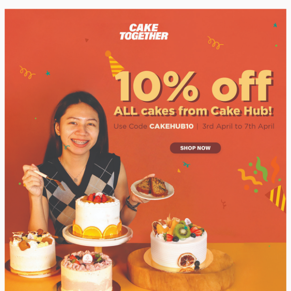 10% OFF on cakes ❤