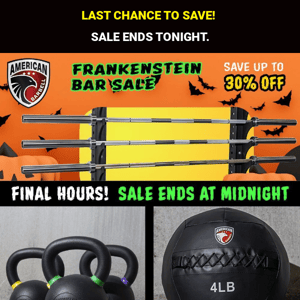 ⏰SALE ENDS TONIGHT: SAVE 30% OFF Olympic Frankenstein Barbells! Save 15% On Kettlebells/Balls!