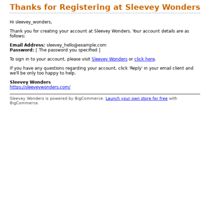 Thanks for Registering at Sleevey Wonders