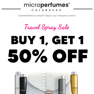 Get Excited! Take 50% Off Every Second Travel Spray in Your Cart