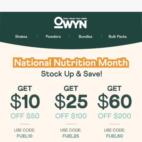 Save up to $60 for National Nutrition Month 🌱