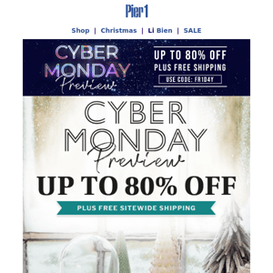 Cyber Monday Came Early! Up To 80% OFF + FREE SHIPPING on your order