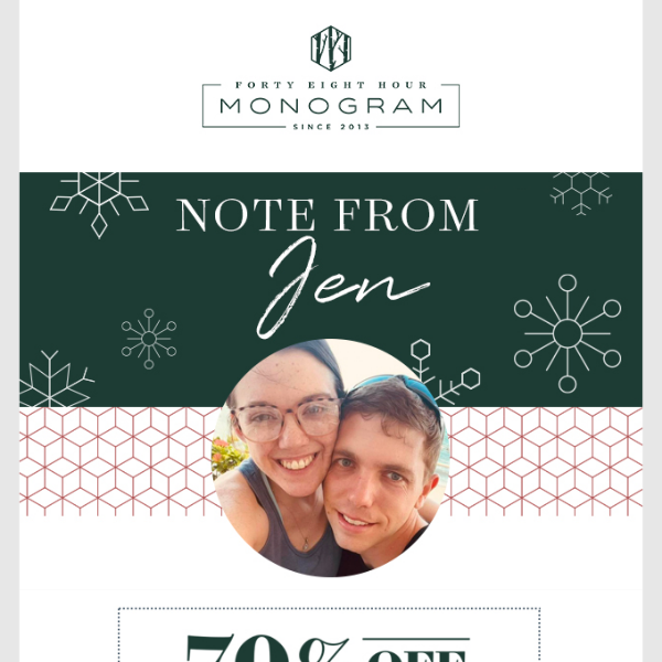 Letter from Jen #35 - A holiday discount for you!