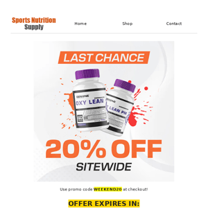 Last chance to get 20% off sitewide