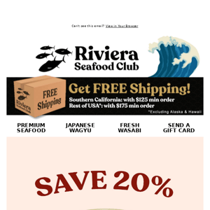 Hey Riviera Seafood Club, SAVE 20% On Bluefin Tuna Chu-Toro