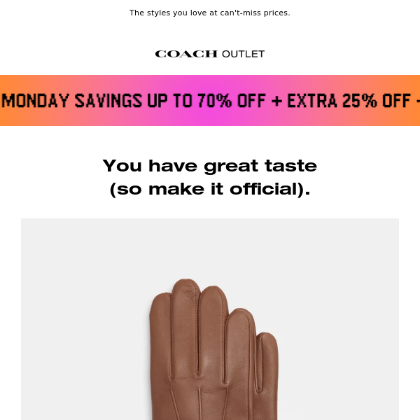 RE: The Leather Gloves with Extra 25% Off
