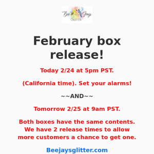 February Monthly Box Release