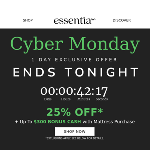 Warning 🛑 Cyber. Monday. Bonus. Ends. Midnight.