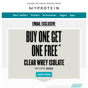 Double up on Clear Whey Isolate! Buy one get one free