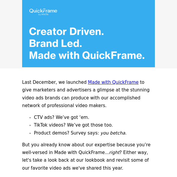 Celebrating One Year of Made with QuickFrame