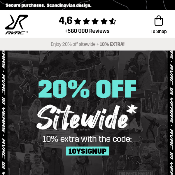 20% off sitewide + 10% EXTRA FOR YOU🎉