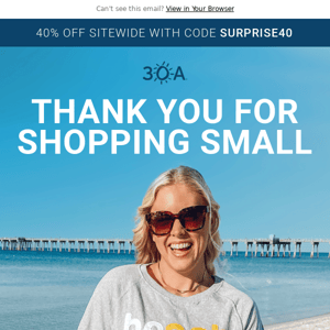 Shop small and save 40% off sitewide!