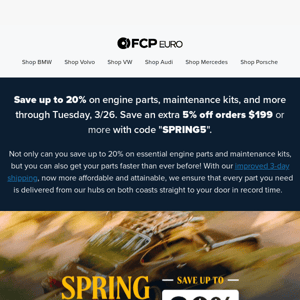 Spring Ahead: Save Up to 20% + Enjoy Faster Shipping at FCP Euro!