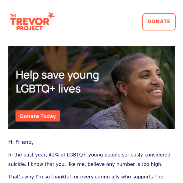 Your generosity + Trevor = lives saved