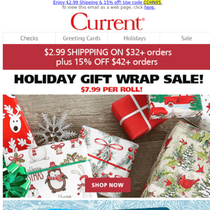 JUMBO Holiday Wrap now only $7.99 | $2.99 Ship + 15% Off