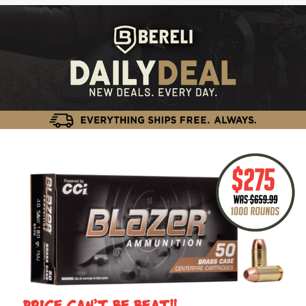 Daily Deal 😲 You'll Never Believe This! CCI 40 Massive Price Drop $275 / 1000 Rounds