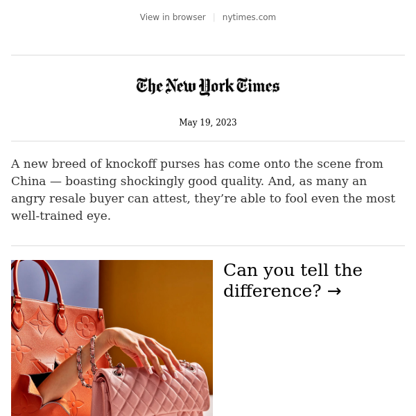 Inside the Delirious Rise of 'Superfake' Handbags - The New York Times