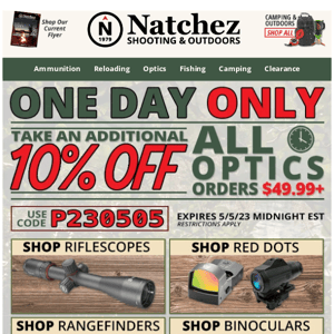 One Day Only - Take an Additional 10% Off All Optics $49.99+ • Restrictions Apply