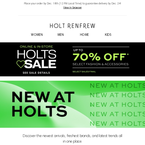 New At Holts | Dressed to Shine