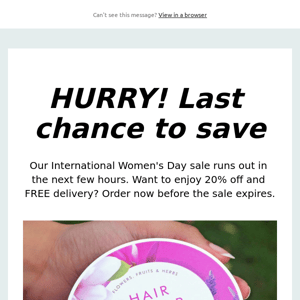 HURRY! Last chance to save