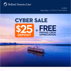Cyber Sale Starts Now! $25 Deposits + Bonus Deals