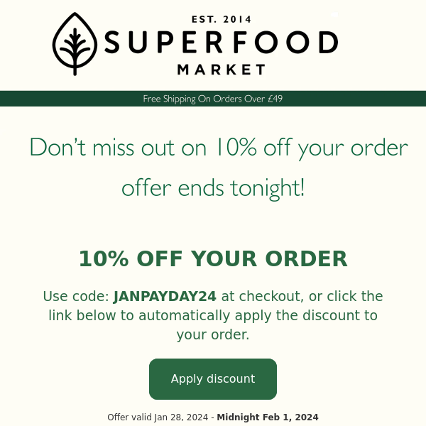 10% OFF - ENDS TONIGHT