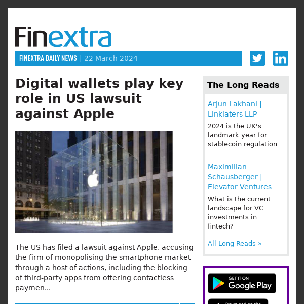 Finextra Daily News: 22 March 2024