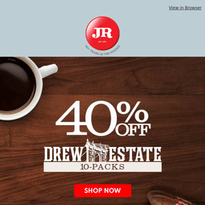 🍺 Happy Hour Herf: 40% off Drew Estate 10-packs