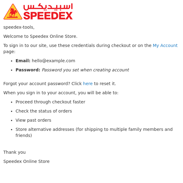 Welcome to Speedex Online Store