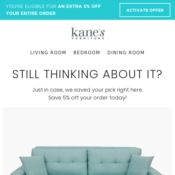 Come Back for 5% OFF Kinsey Laguna Sofa