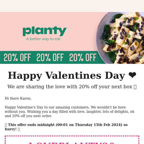 Spread the love with 20% off on Valentines Day 💌