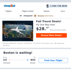 ✈ Fall Flight Deals! Fly from $28.97