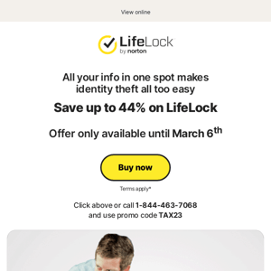 Save 44% on LifeLock: Limited time only