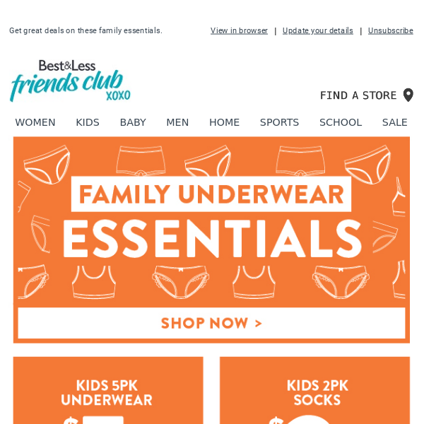 Underwear essentials for the whole family!