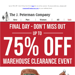 Final Day - Warehouse Clearance Event