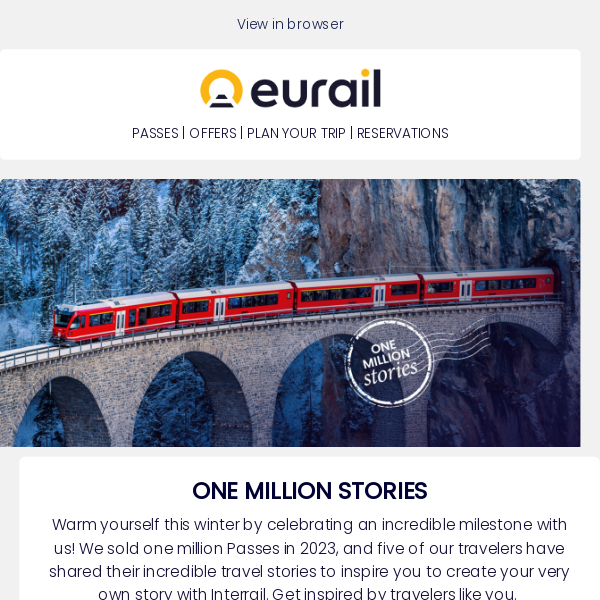 Celebrate one million stories with Winterrail ❄️🚂