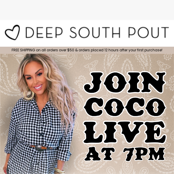 Coco's going LIVE at 7PM CST! 🤩