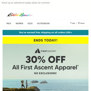 LAST DAY! 30% Off All First Ascent Apparel ⛰️